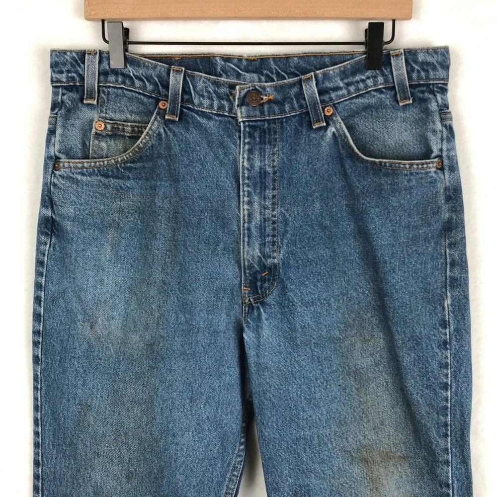 VTG Levis 517 Orange Tab Bootcut Distressed Jeans 36x30 USA Made Blue 40517-0215